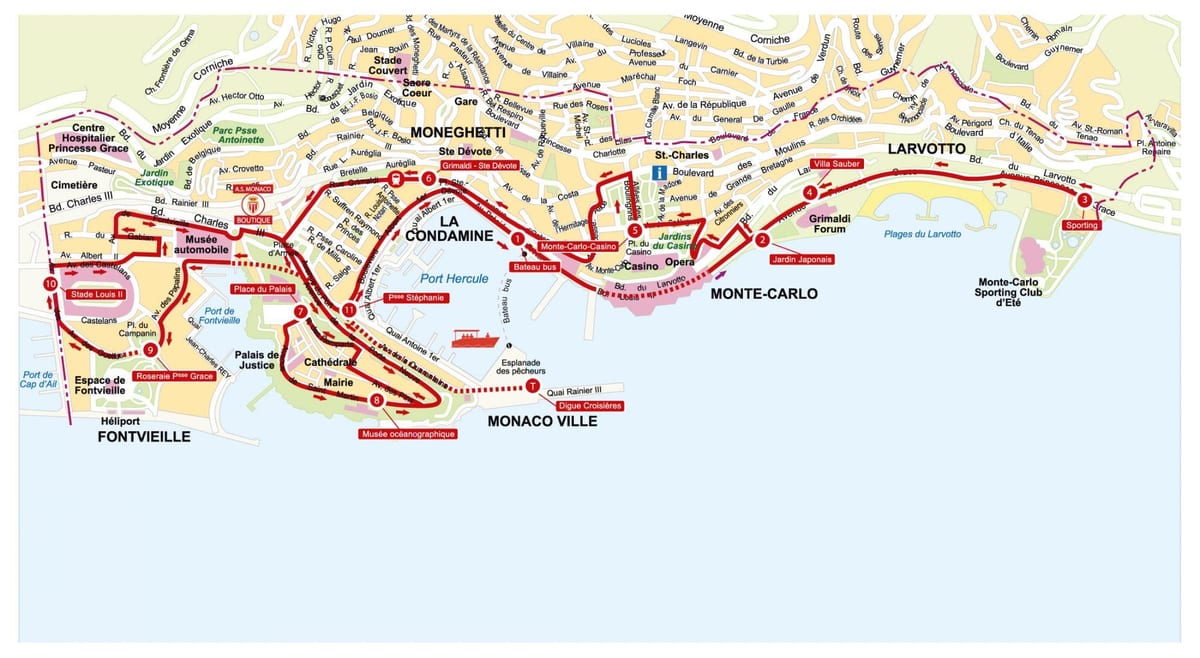 摩纳哥跳上跳下巴士旅游地图